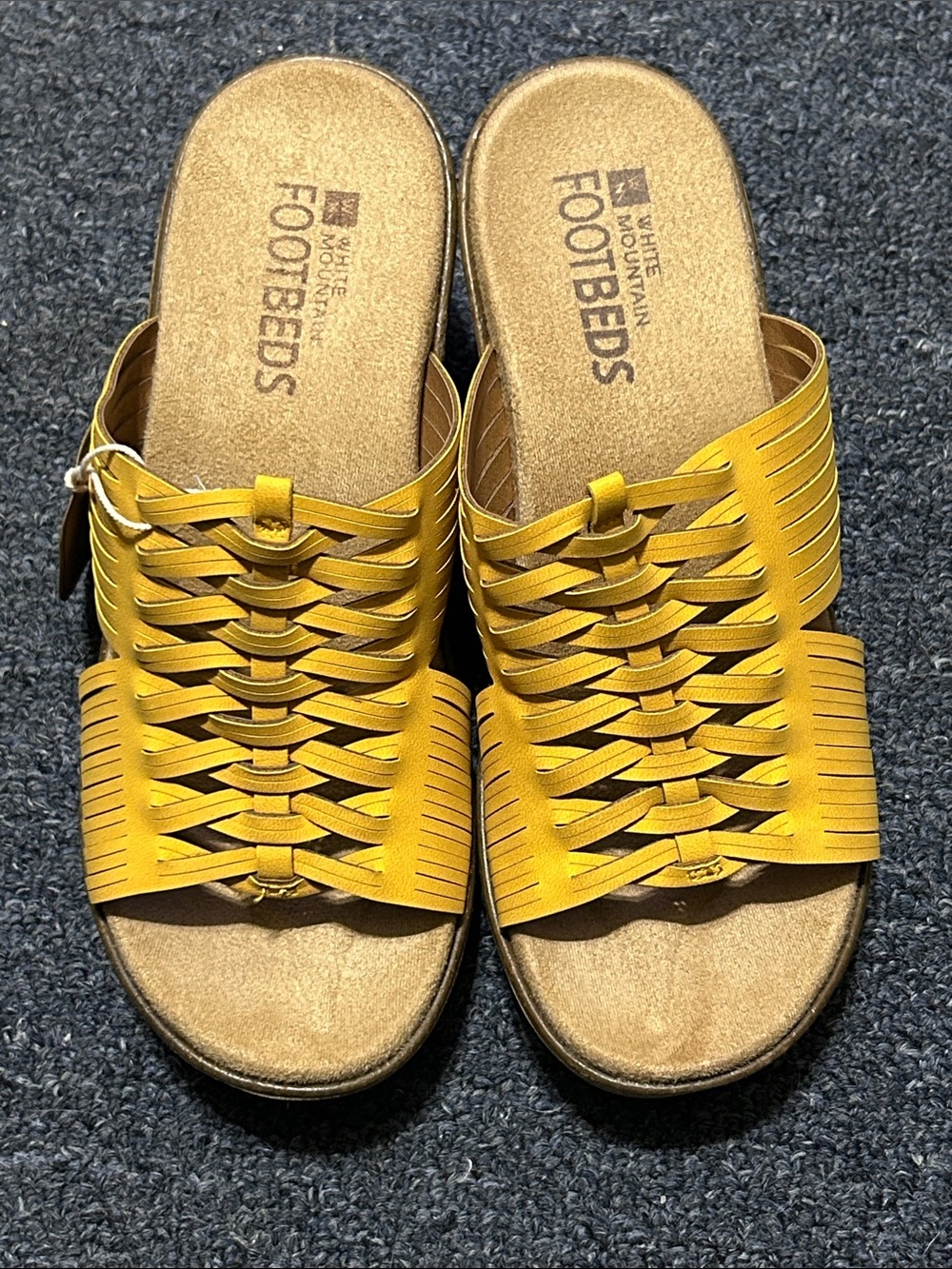 White Mountain Yellow Braided Slide Sandals